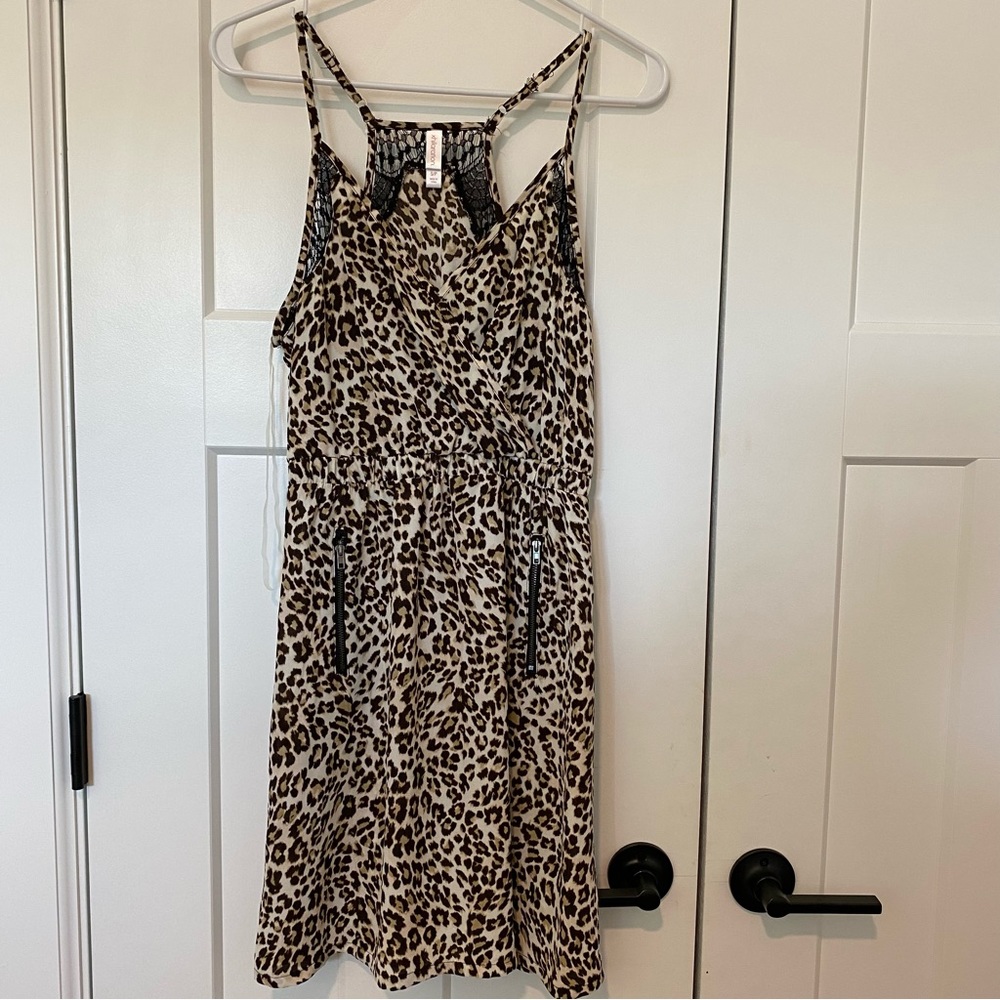 🏷️ Xhilaration- Women’s Leopard & Black Lace Dress - Size S - NWT